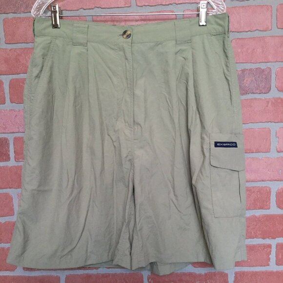 Ex Officio Womens Shorts 16 Nylon Camping Cargo Pockets Pleated Front - Picture 1 of 5